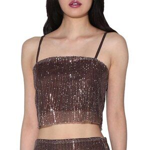 Walter Baker City Sequin Rose Gold Chellie Embellished Crop Tank-Size M